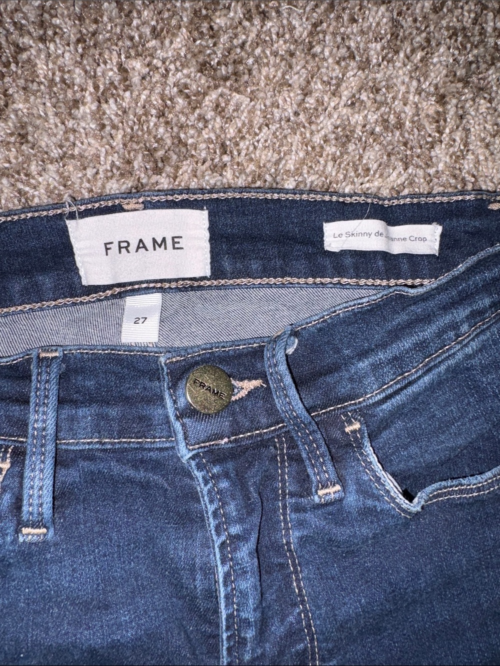 Frame Denim Le Skinny de Jeanne Crop Dark Blue Jeans - Picture 8 of 8